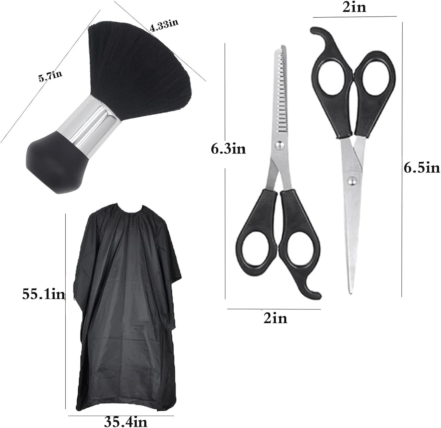 ست قیچی آرایشگری 19 تکه، کیت قیچی اصلاح حرفه ای مو با قیچی برش، قیچی پیتاژ، شانه، شنل، گیره، ست قیچی آرایشگری مشکی برای آرایشگر، سالن، خانه