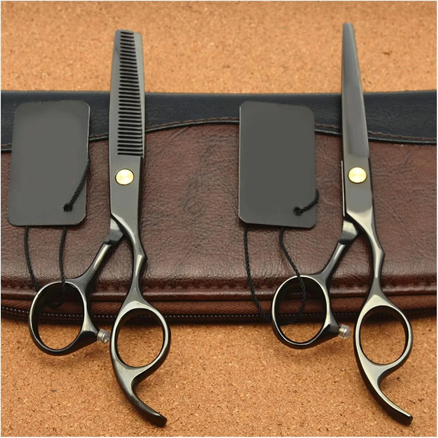 قیچی آرایشگری مو، 6.0 اینچ مشکی حرفه ای موی انسان، آرایشگر، قیچی پیتاژ مو، قیچی آرایشگری