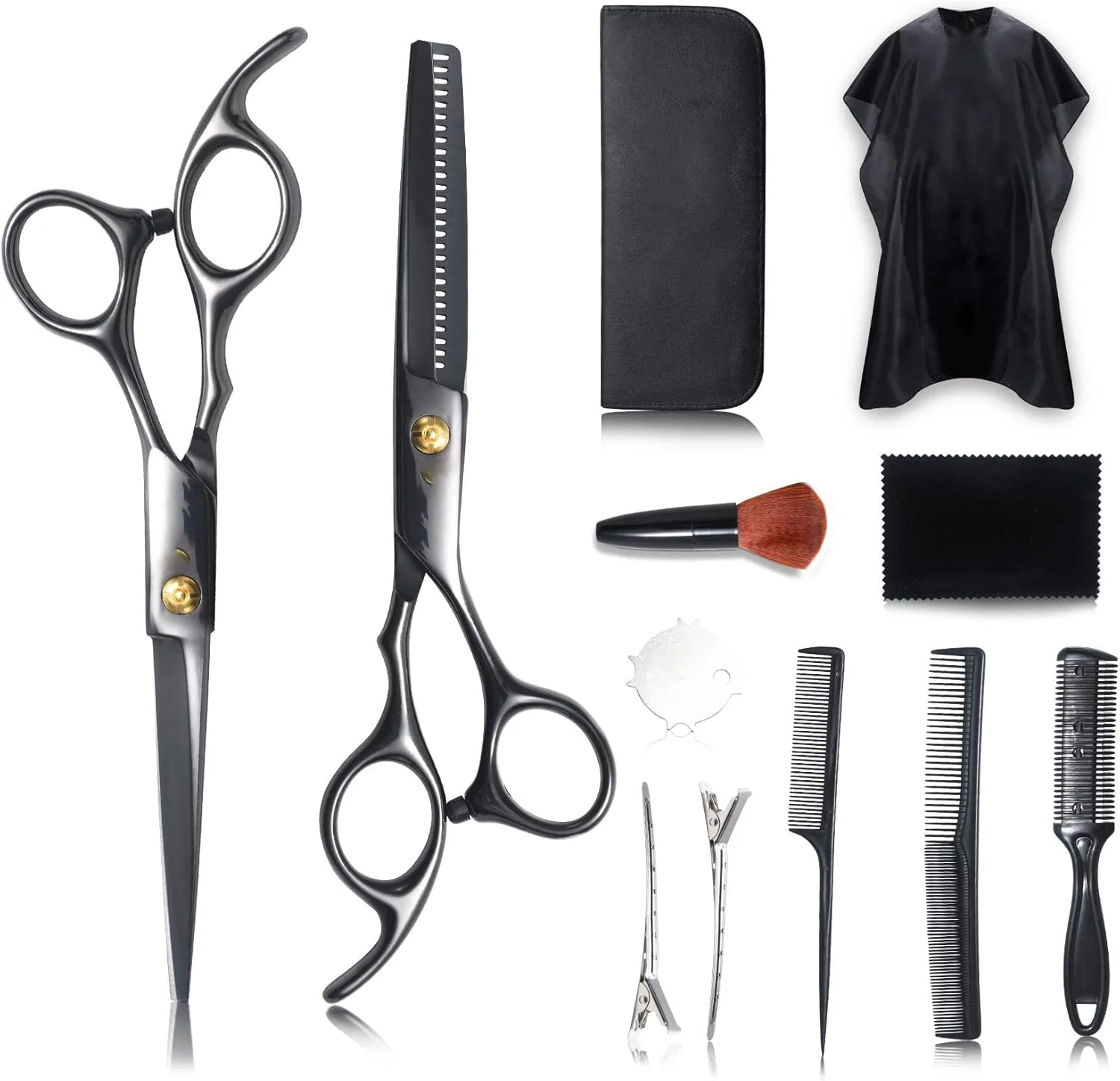 ست قیچی آرایشگری 12 تکه شامل قیچی اصلاح مو، قیچی پیتاژ و ابزار چند منظوره برای آرایشگاه، سالن و استفاده خانگی