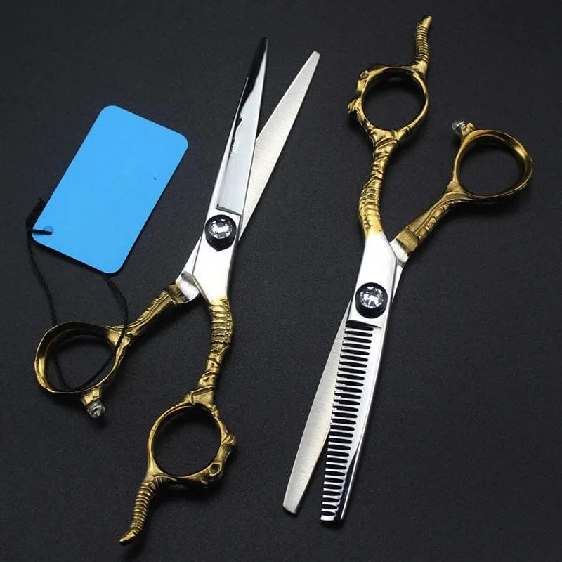 قیچی آرایشگری مو، 6 اینچ ژاپن 440C مدل سر گوسفندی، قیچی آرایشگاهی، قیچی پیرایشگری، قیچی های کم حجم کننده مو به همراه کیف