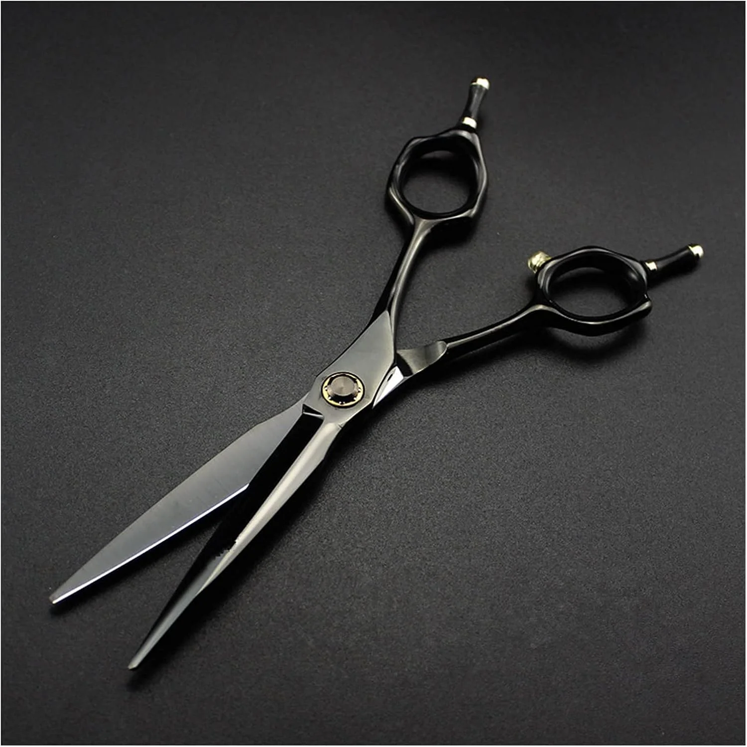 قیچی آرایشگری مو، برش صاف 6 اینچی مشکی، آرایش مو، پیتاژ مو، دندانه دار، آرایشگر، قیچی سلمانی