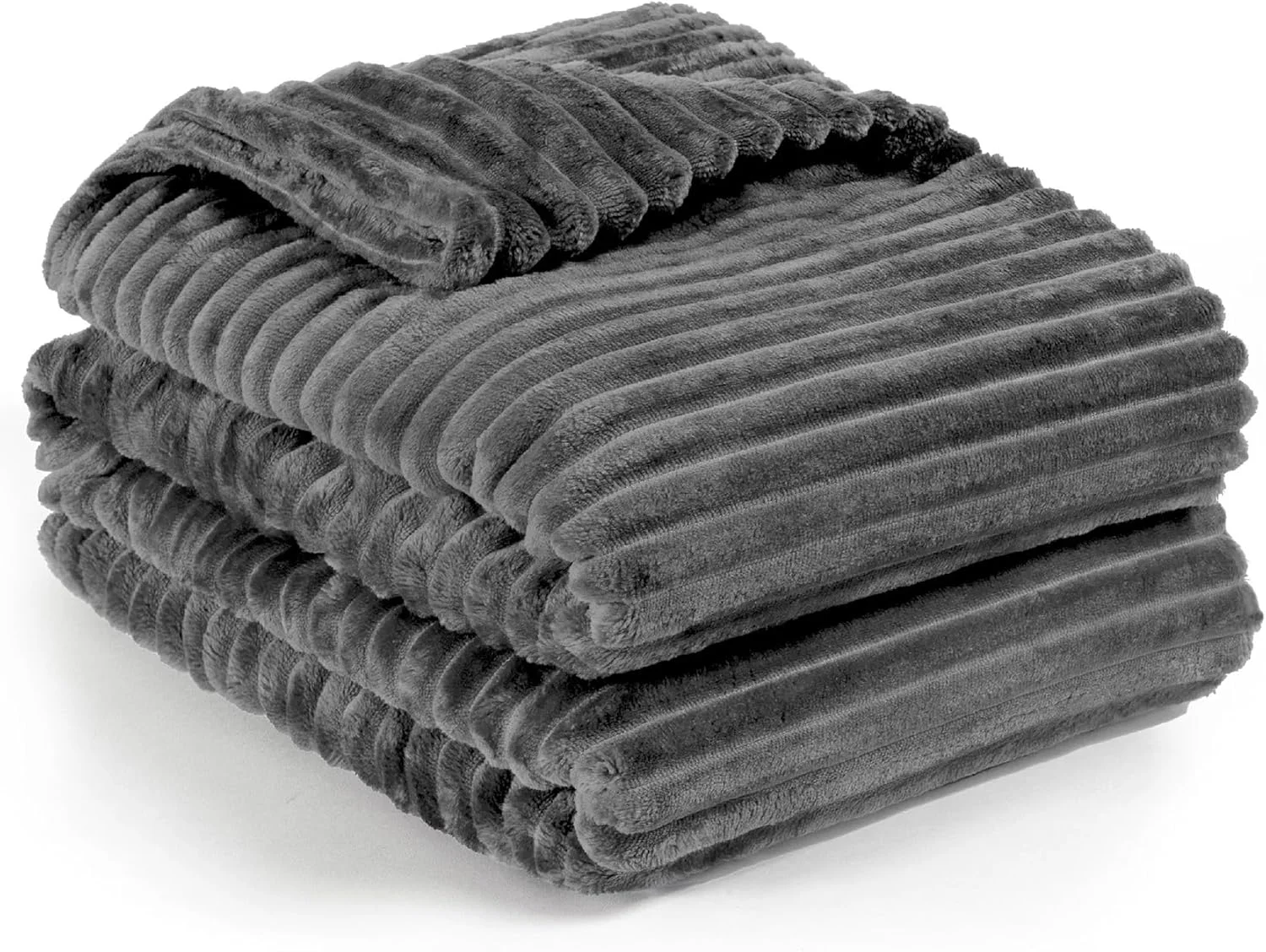 پتوی میکروفلیس راه راه لوکس Hotel Linen Klub - یک نفره (150x200 سانتی متر)، ساخته شده با میکروفلیس فوق العاده نرم 300GSM برای حداکثر گرما و راحتی - مقاوم در برابر رنگ رفتگی، سبک و بادوام برای تخت یا مبل، خاکستری