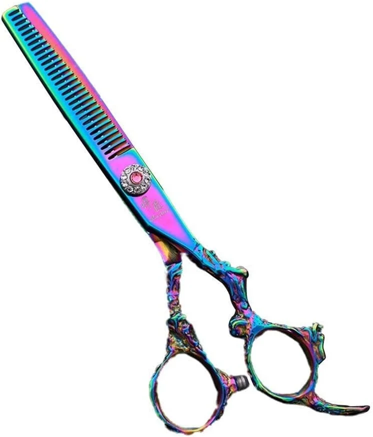 قیچی آرایشگری مو، 1 عدد ابزار آرایشگری استیل ضد زنگ 6 اینچی برای کوتاه کردن مو، قیچی دندانه دار (نوع دندانه بنفش)، قیچی آرایشگری