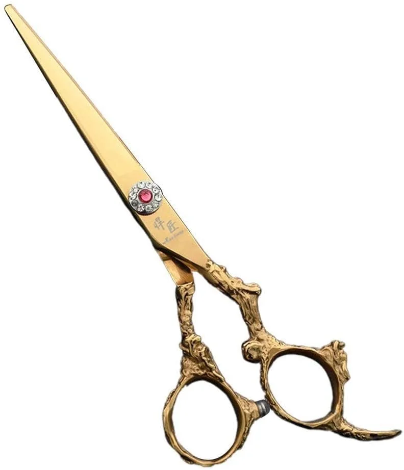 قیچی آرایشگری مو، 1 عدد ابزار آرایشگری استیل ضد زنگ 6 اینچی برای کوتاه کردن مو، قیچی دندانه دار و صاف (نوع دندانه بنفش)، قیچی آرایشگری