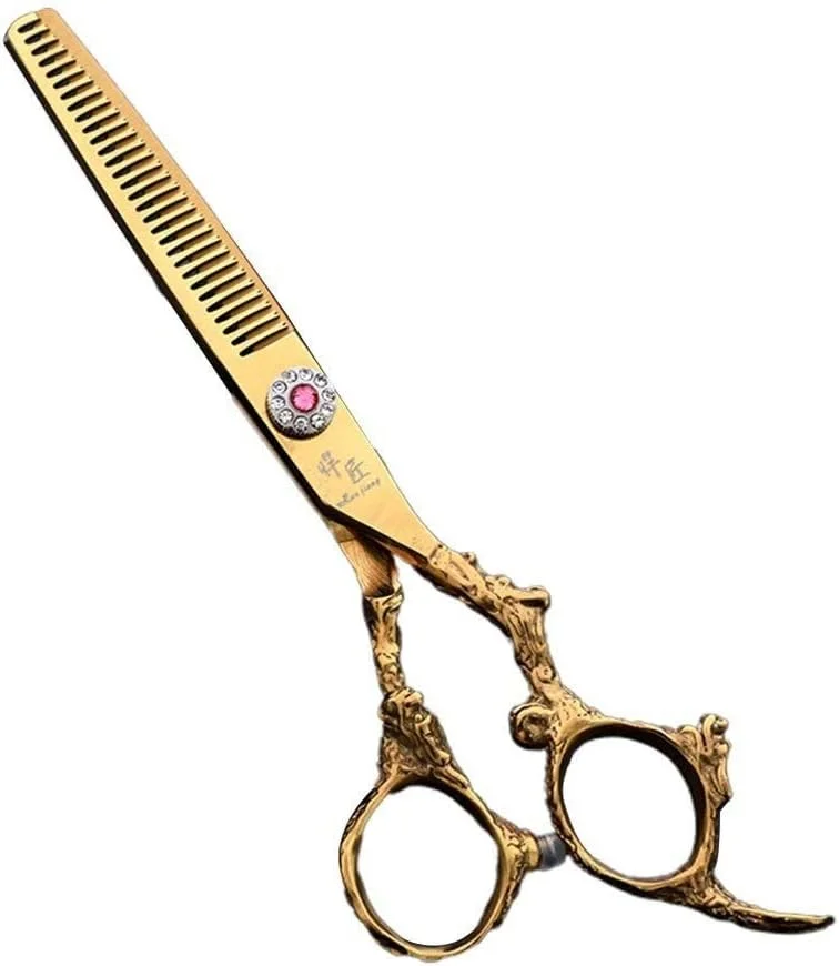 قیچی آرایشگری مو، 1 عدد ابزار آرایشگری استیل ضد زنگ 6 اینچی برای کوتاه کردن مو، قیچی دندانه دار و صاف (نوع دندانه بنفش)، قیچی آرایشگری