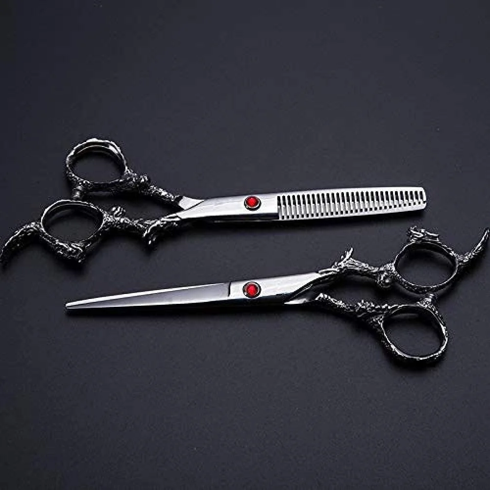 Barber Scissors Steel 6 Inch Silver Dragon Cut Hair Scissors Haircut T Barber Cutting Shears Hairdressing Scissors 2020-21 Silver 6 Inch-6_Inch_Silver