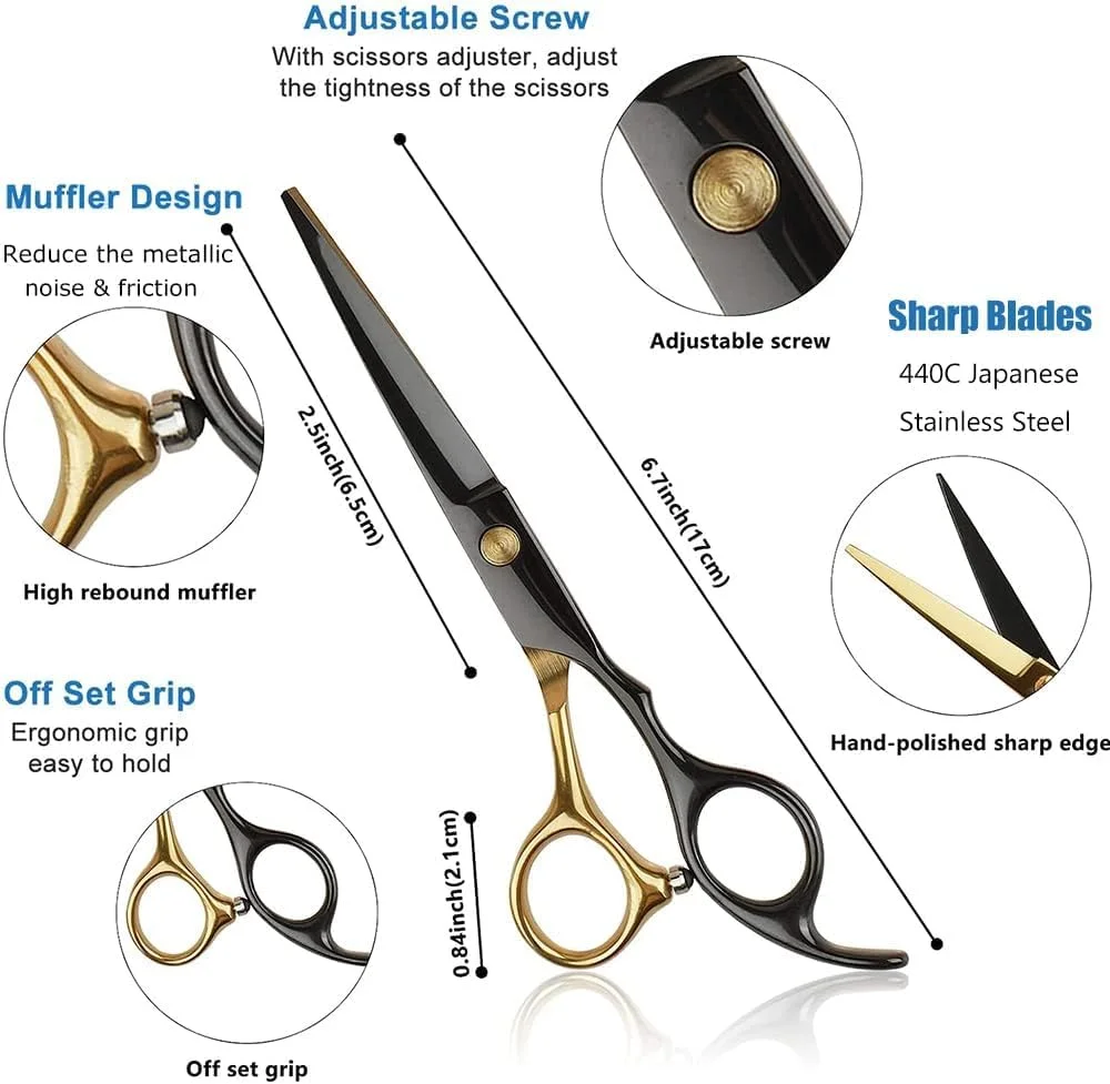 ست قیچی آرایشگری 11 تکه Defsedar، کیت قیچی اصلاح حرفه ای مو با قیچی برش، شانه، شنل، گیره، ست قیچی آرایشگری برای آرایشگر، سالن، منزل