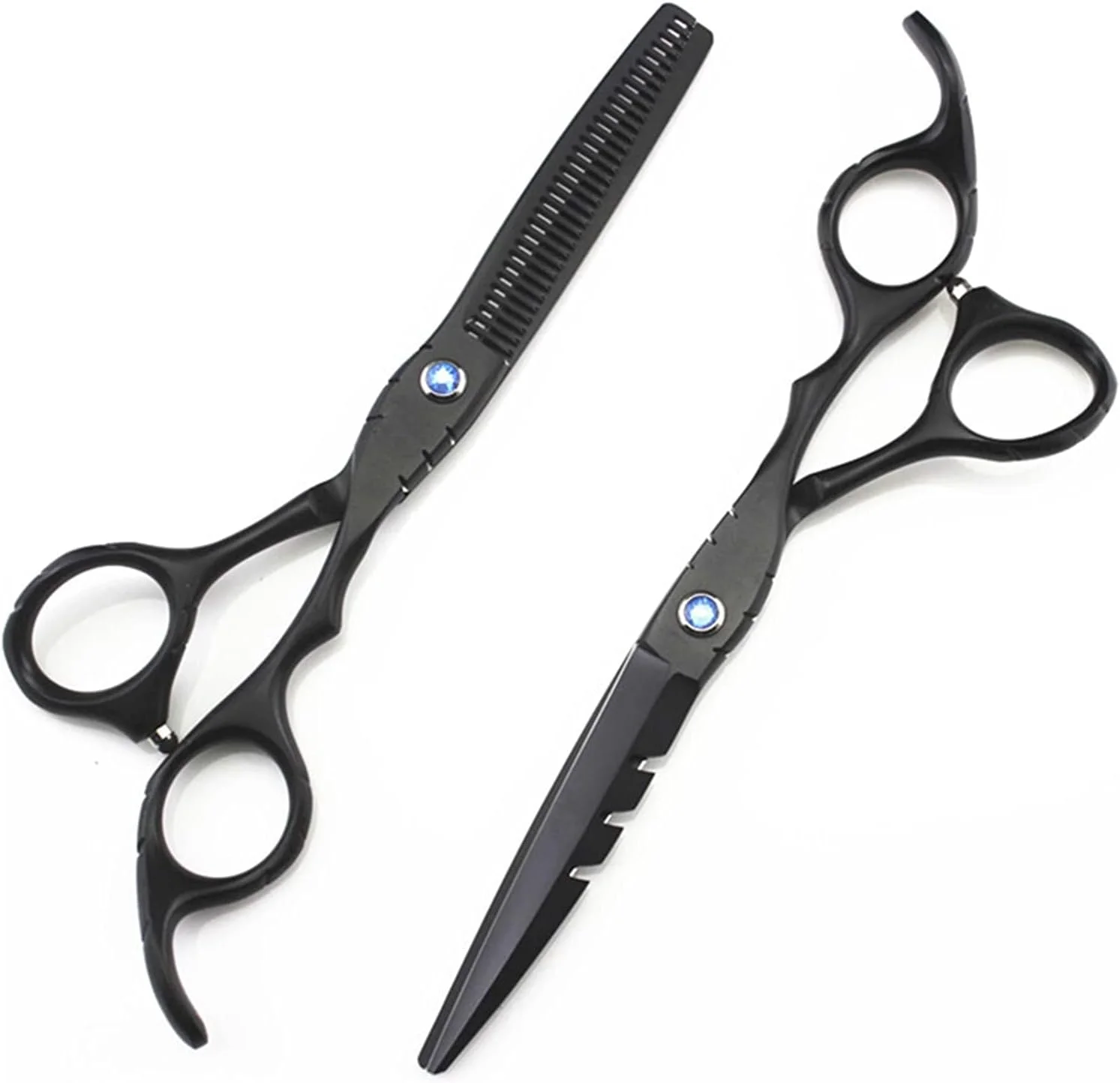 قیچی آرایشگری 5.5/6 اینچی، قیچی آرایشگری، قیچی پیرایش مشکی، قیچی آرایشگری، قیچی آرایشگر، ست پیرایش مو، 6 اینچ اره ای - B، 5.5 اینچ اره ای - B