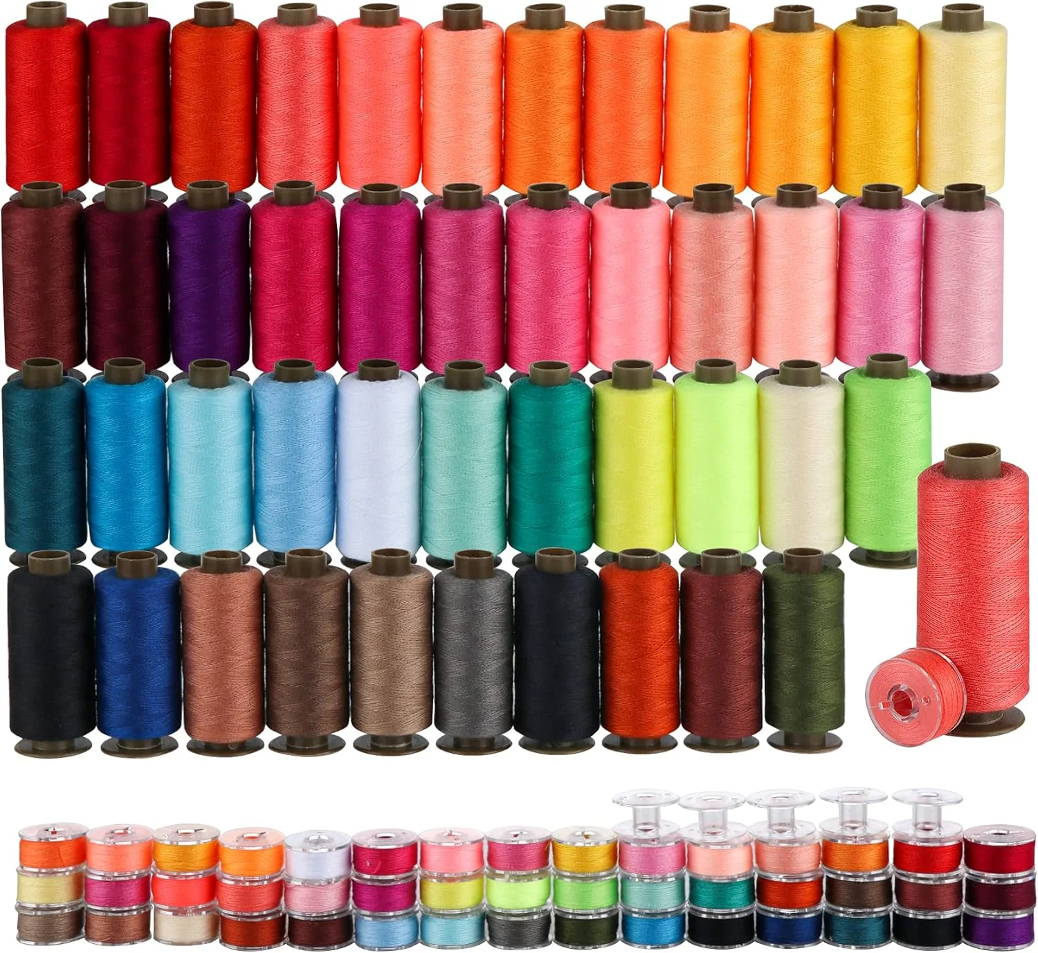 ست نخ خیاطی 95 عددی ilauke، 365 متر نخ پلی استر در هر قرقره با جعبه، 45 رنگ ماسوره از پیش پیچیده شده برای لوازم خیاطی، موارد اضطراری و مسافرت، خیاطی دستی و ماشینی