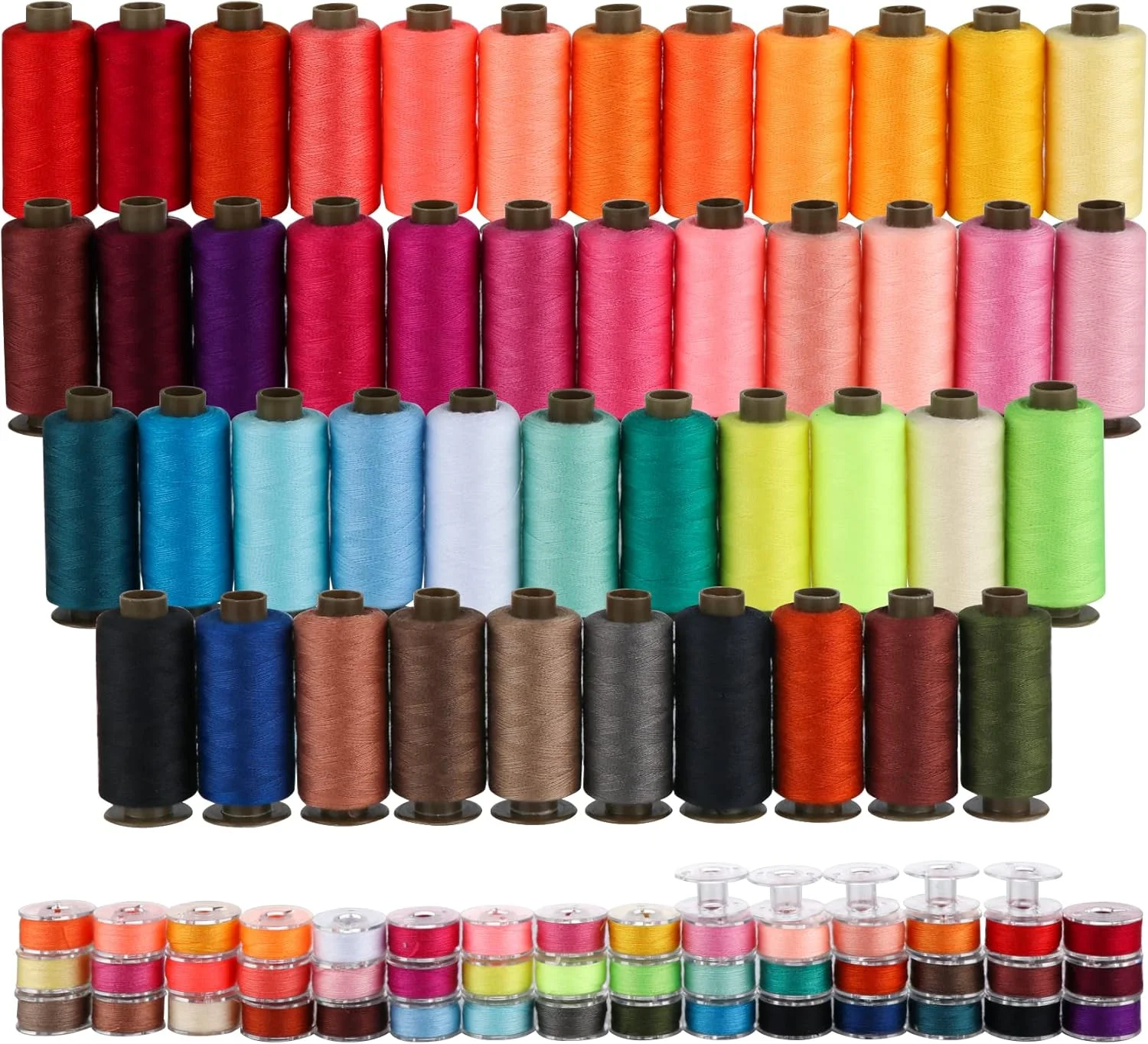 نخ های قرقره از پیش پیچیده شده ilauke، 95 عددی، 45 رنگ، نخ خیاطی 400 یاردی با جعبه، مجموعه قرقره های نخ پلی استر، نخ برای خیاطی دستی و ماشینی، DIY و مصارف خانگی