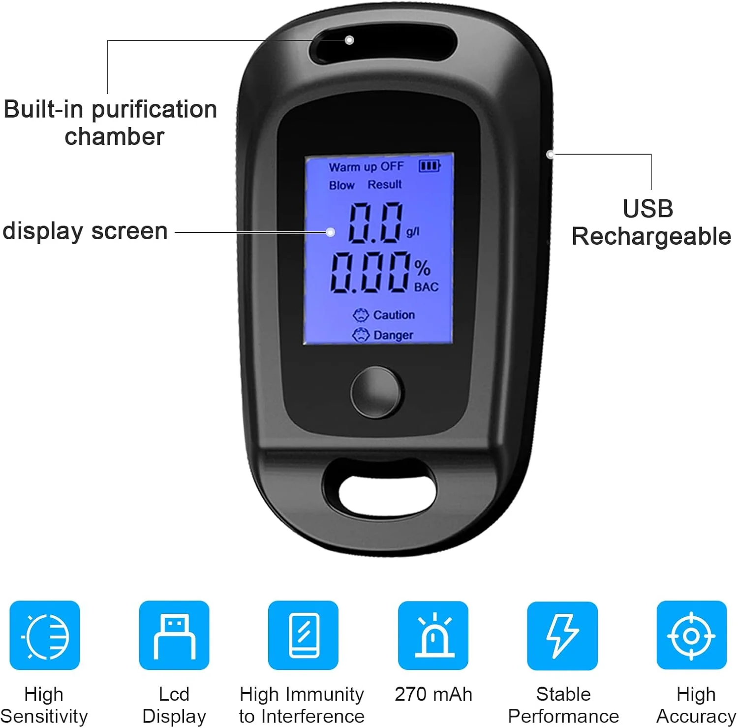 تست الکل، الکل سنج حرفه ای، تست الکل قابل حمل، تست تنفسی الکل، دقیق با صفحه نمایش LCD دیجیتال، سنسور نیمه هادی، تست الکل تنفسی، دستگاه اندازه گیری در هزار