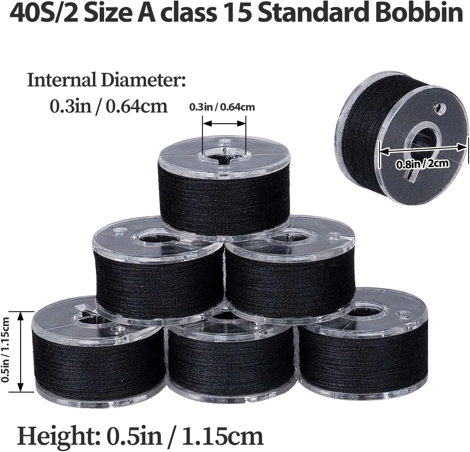 نخ ماسوره مشکی ilauke، 36 عددی، ماسوره نخ چرخ خیاطی از پیش پیچیده شده سایز A با جعبه پلاستیکی شفاف، سازگار با چرخ خیاطی های Brother Singer Embroidery BabyLock Janome Singer، 60WT