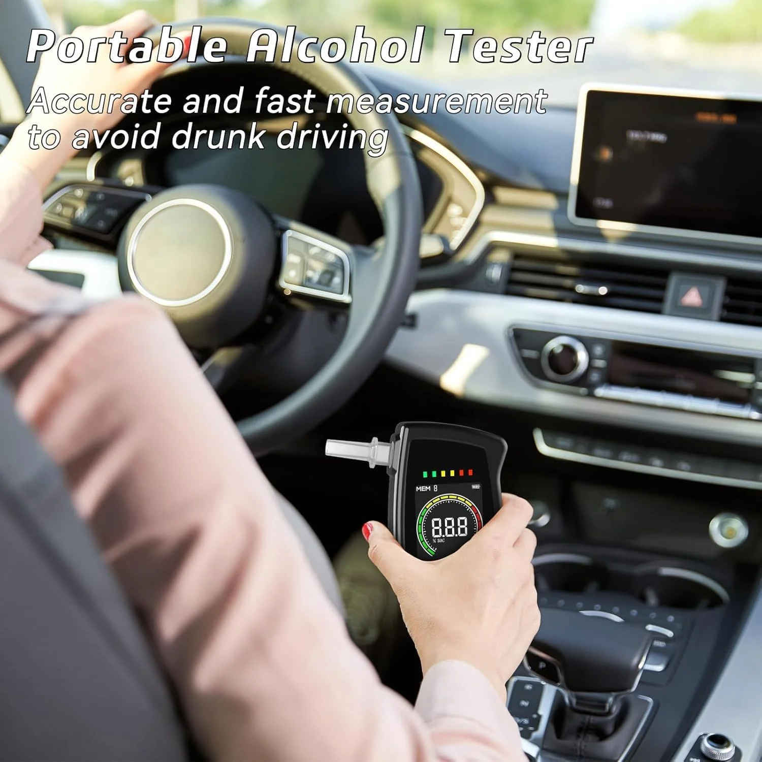 دستگاه تست الکل قابل حمل با دقت بالا 3Clock، دستگاه تست تنفسی الکل خانگی قابل حمل، تستر الکل جیبی، تستر الکل قابل حمل برای استفاده شخصی و حرفه ای، تستر الکل LCD برای رانندگی ایمن
