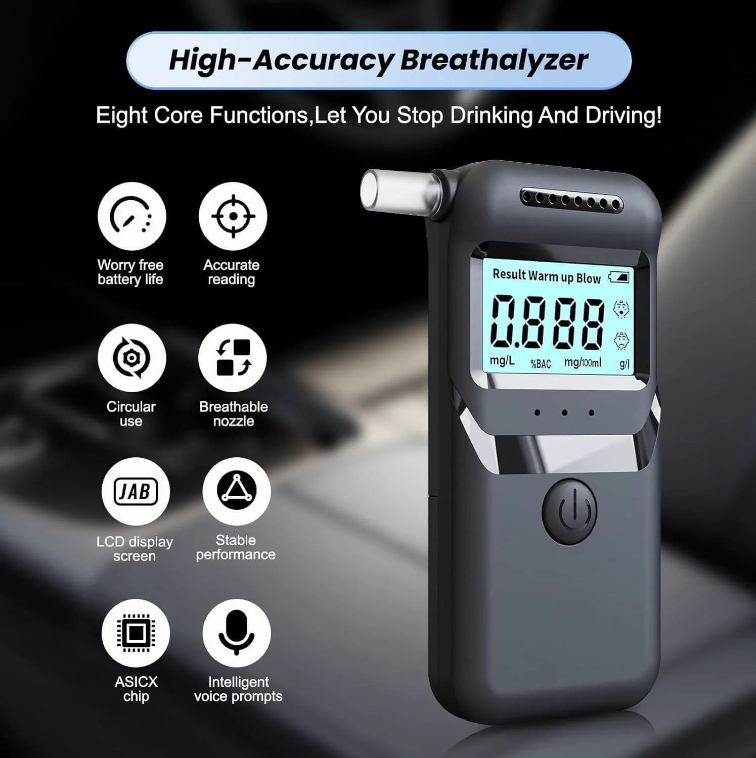 دستگاه تنفسی الکل 3Clock، تستر تنفسی الکل دقیق با درجه حرفه ای با صفحه نمایش دیجیتال LCD، تستر الکل تنفسی شخصی قابل حمل دستگاه تنفسی الکل 3Clock، تستر تنفسی الکل دقیق با درجه حرفه ای با صفحه نمایش دیجیتال LCD، تستر الکل تنفسی شخصی قابل حمل