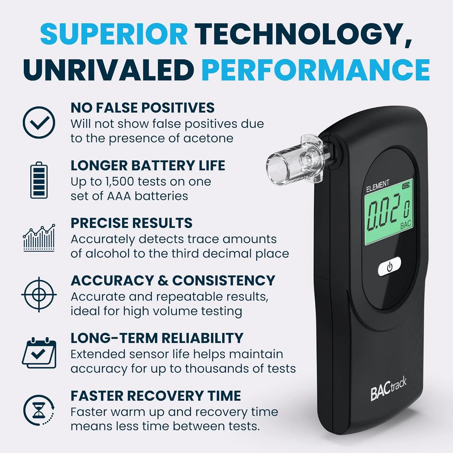 دستگاه تنفسی BACtrack Element | دقت حرفه ای | مطابق با DOT & NHTSA | دستگاه تنفس قابل حمل برای استفاده شخصی و حرفه ای