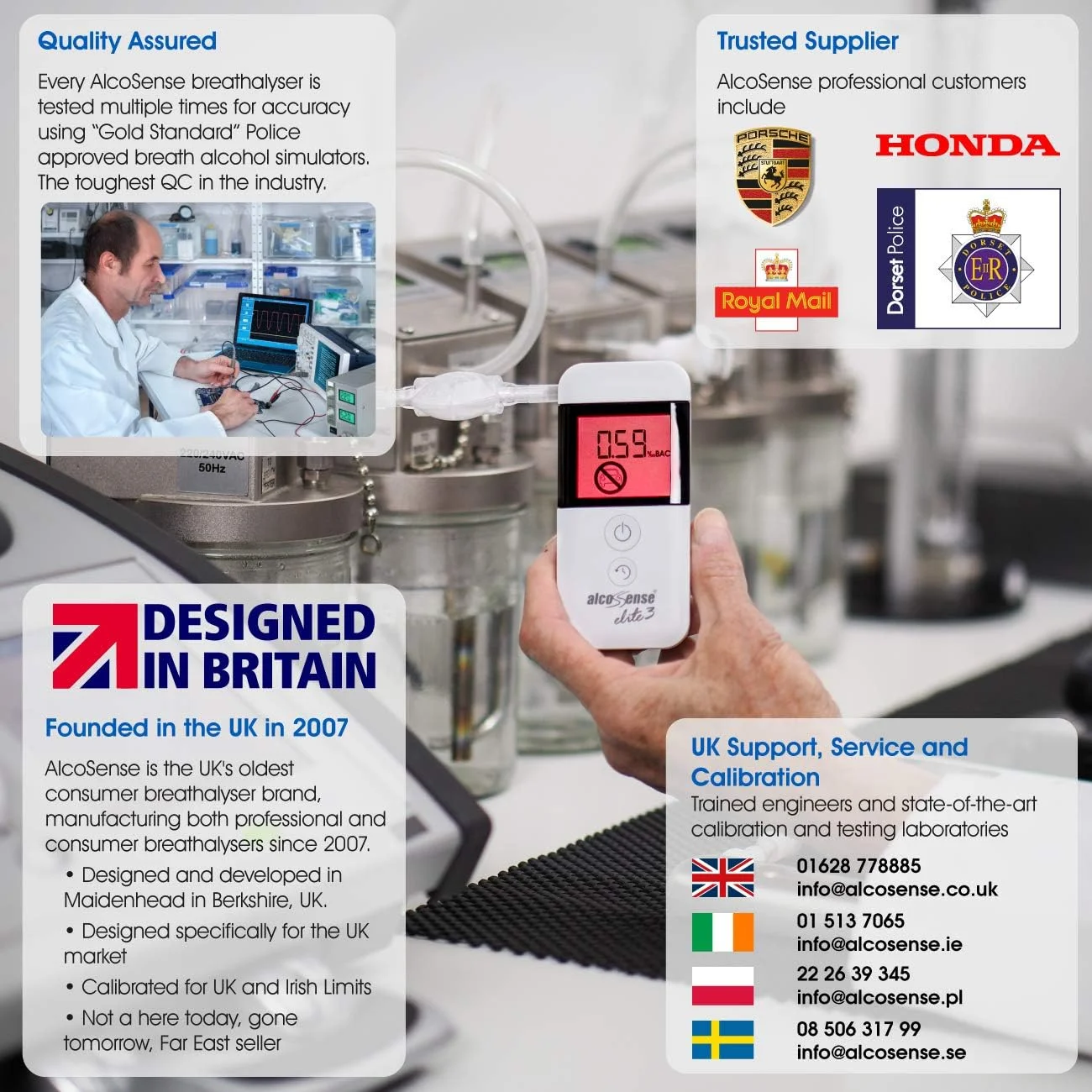 دستگاه الکل سنج تنفسی AlcoSense Excel | سنسور الکل سلول سوختی مشتق شده از پلیس | برنده تست الکل سنج مجله Auto Express “Best Buy” و Evo | تستر الکل دارای تاییدیه CE | طراحی دقیق در انگلستان