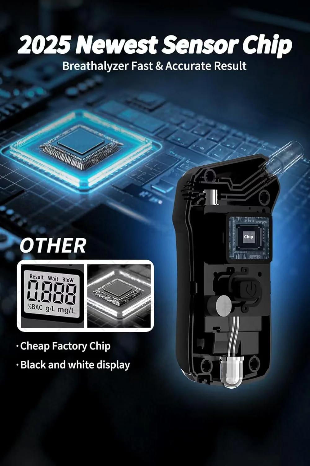 Breathalyzer, Upgraded Portable Professional High-Accuracy Breathalyzers for Alcohol with LCD Digital Display, Personal Alcohol Breathalyzer Tester for Home