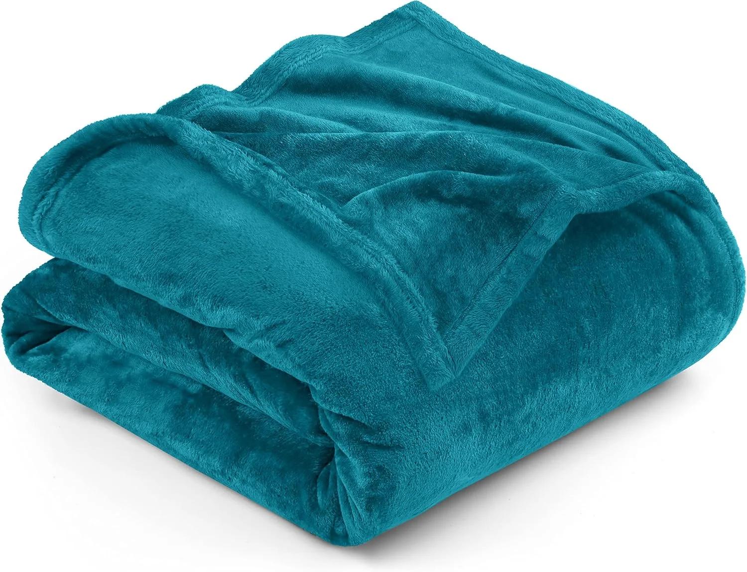 پتوی پشمی یوتوپیا بدینگ، سایز یک نفره، فیروزه ای، 300GSM، پتوی لوکس، ضد الکتریسیته ساکن، نرم و لطیف، میکروفایبر (90x66 اینچ)