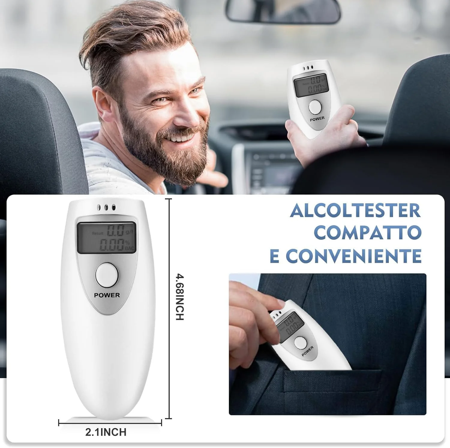 دستگاه تست الکل تنفسی، کیت تست الکل قابل حمل Cotumned، تستر الکل برای خانه، دارای تاییدیه CE، دستگاه تشخیص الکل