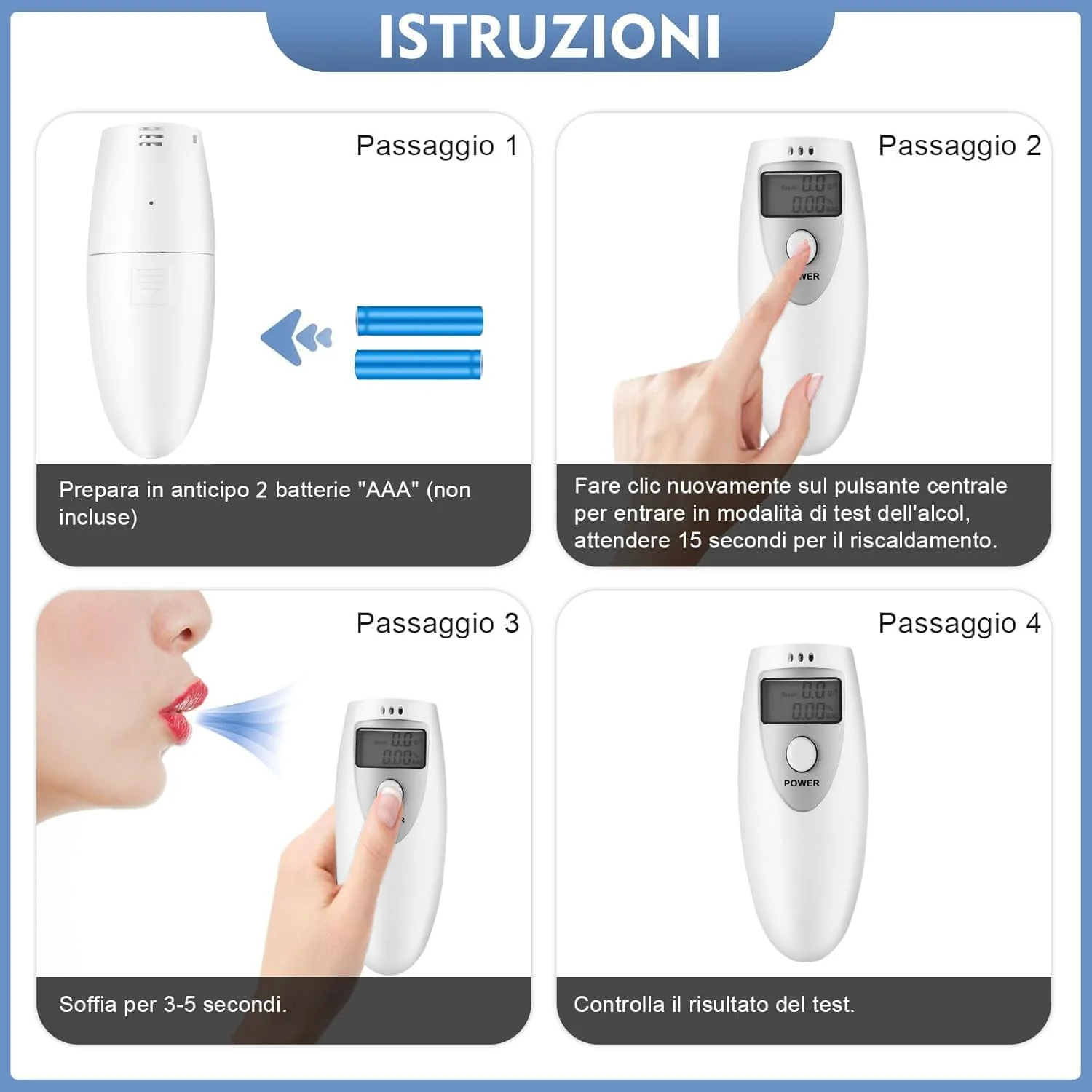 دستگاه تست الکل تنفسی، کیت تست الکل قابل حمل Cotumned، تستر الکل برای خانه، دارای تاییدیه CE، دستگاه تشخیص الکل