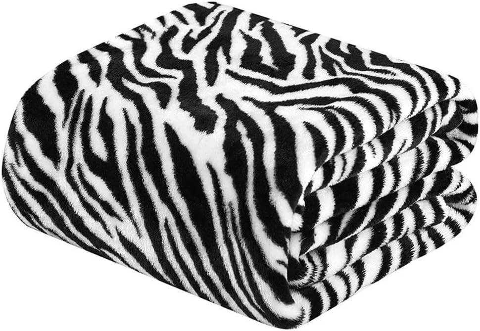 پتوی نرم و ابریشمی فابین طرح پلنگی سایز کینگ مناسب تختخواب، مبل، کاناپه، صندلی، منزل، محل کار و مسافرت (طرح گورخری)