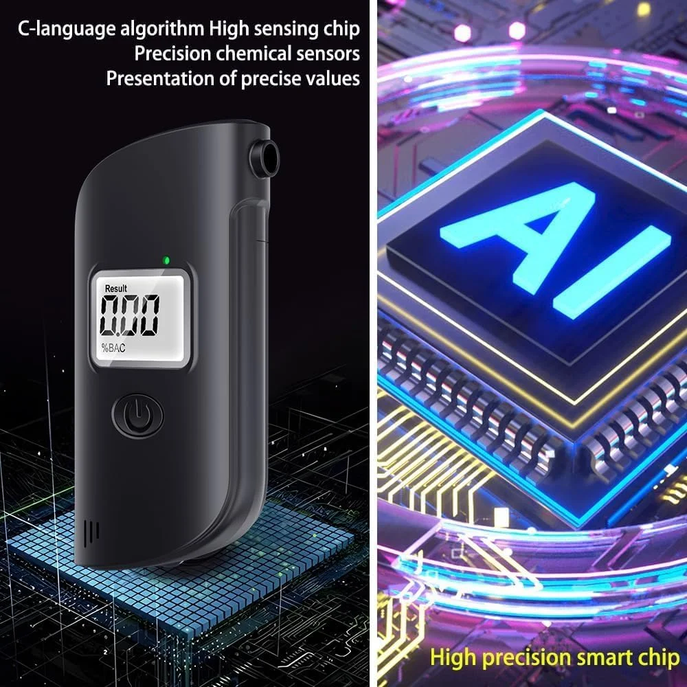 دستگاه تست الکل Mokeum، دستگاه تست الکل با صفحه نمایش LCD، دستگاه تجزیه و تحلیل تنفس قابل حمل با نور LED، ردیاب الکل با دقت بالا