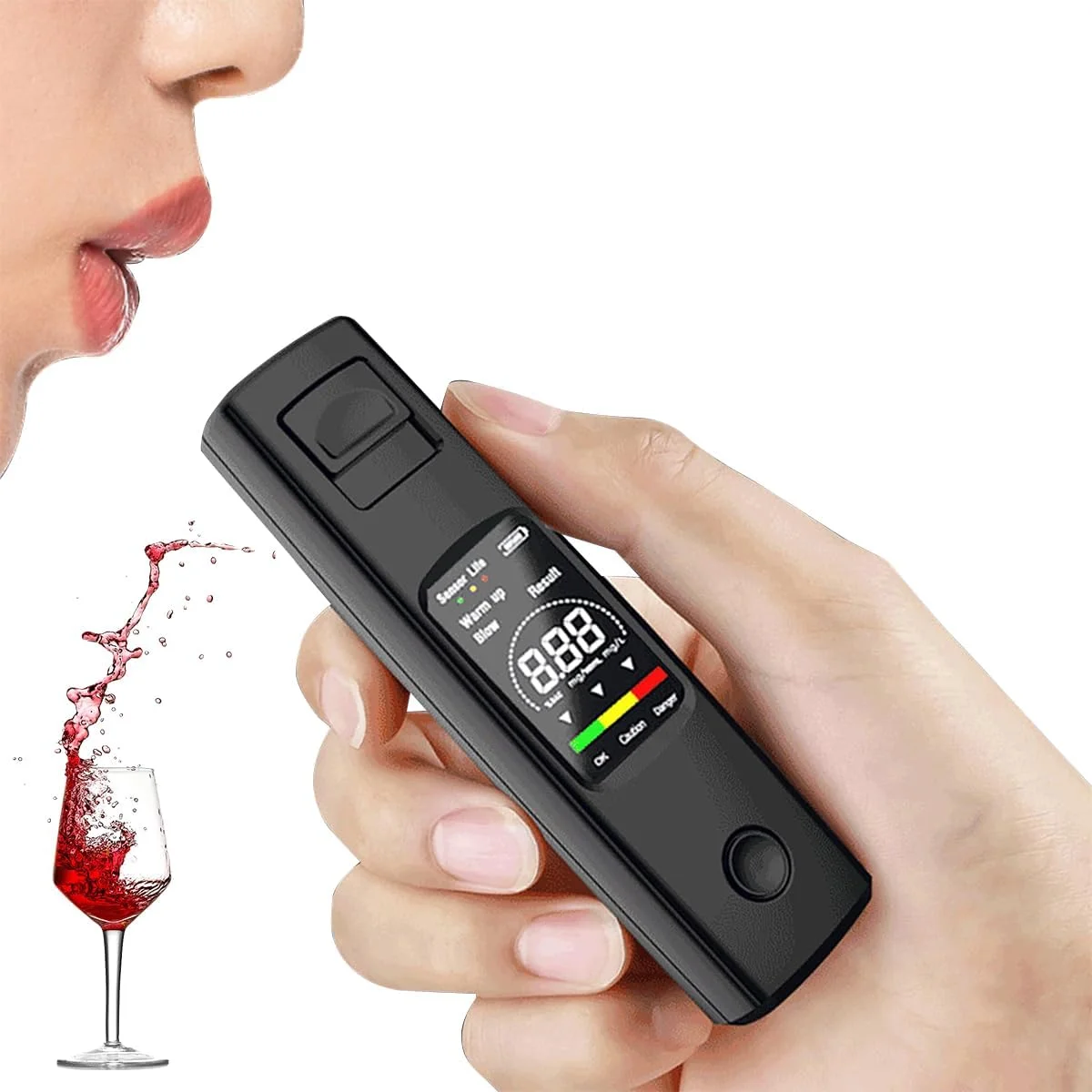 دستگاه تست الکل ELEPHANTBOAT®، تنفس سنج حرفه ای با دقت بالا، الکل سنج غیر تماسی با شارژ Type-C و قابل حمل دستگاه تست الکل ELEPHANTBOAT®، تنفس سنج حرفه ای با دقت بالا، الکل سنج غیر تماسی با شارژ Type-C و قابل حمل