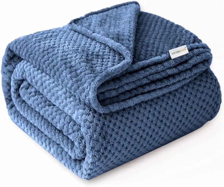 پتو چهارخانه آرامش خانه پنبه ای، 220x240 سانتی متر، پتوی نرم و گرم برای تخت، مبل، مسافرت، کمپینگ، سبک وزن برای تمام فصول، آبی روشن