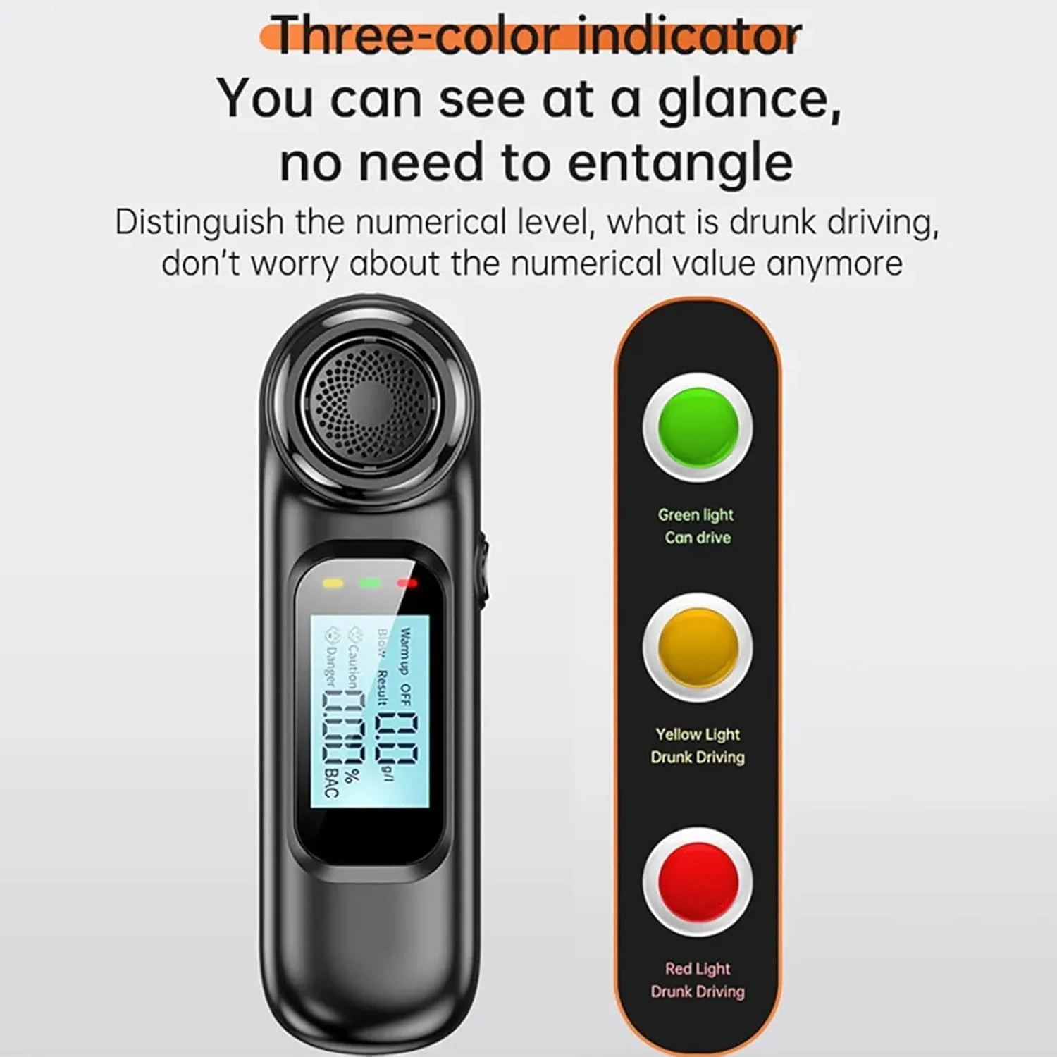 تست الکل قابل حمل LBOYLOVE®، تنفس سنج غیر تماسی، آشکارساز الکل تنفسی با دقت بالا، قابل شارژ USB با صفحه نمایش LCD دیجیتال، برای رانندگی ایمن پس از نوشیدن (مشکی)