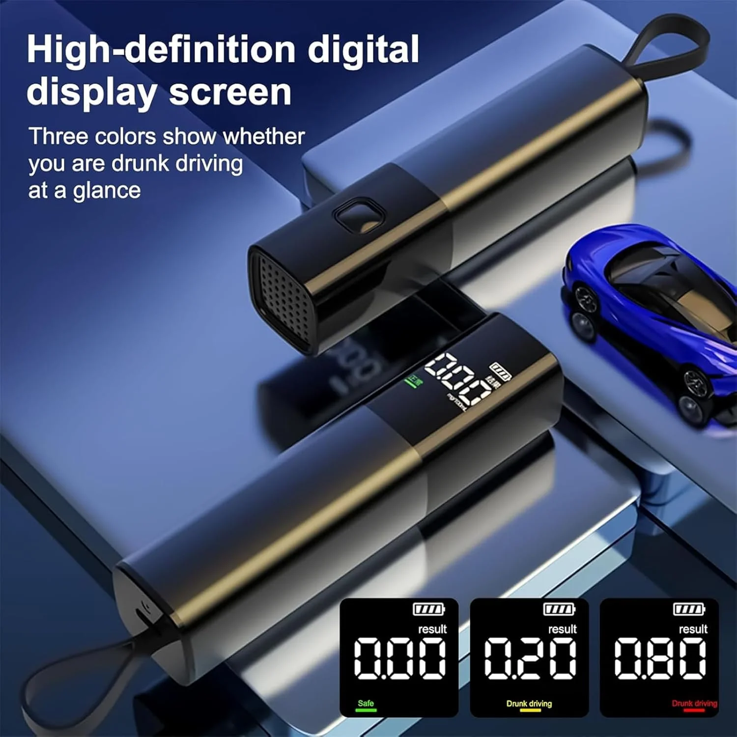 دستگاه دیجیتال تشخیص الکل، تنفس سنج الکل با دقت بالا با صفحه نمایش LCD، نمایشگر 3 رنگی و پاسخ سریع، خاموش شدن خودکار و بدون نیاز به تماس دهانی، برای مناسبت های مختلف