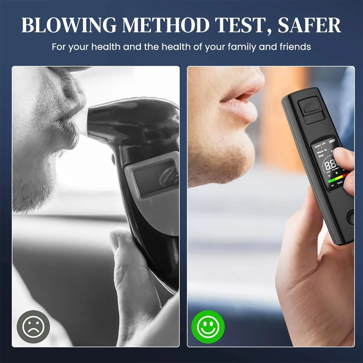 دستگاه تست الکل ELEPHANTBOAT®، تنفس سنج حرفه ای با دقت بالا، الکل سنج غیر تماسی با شارژ Type-C و قابل حمل