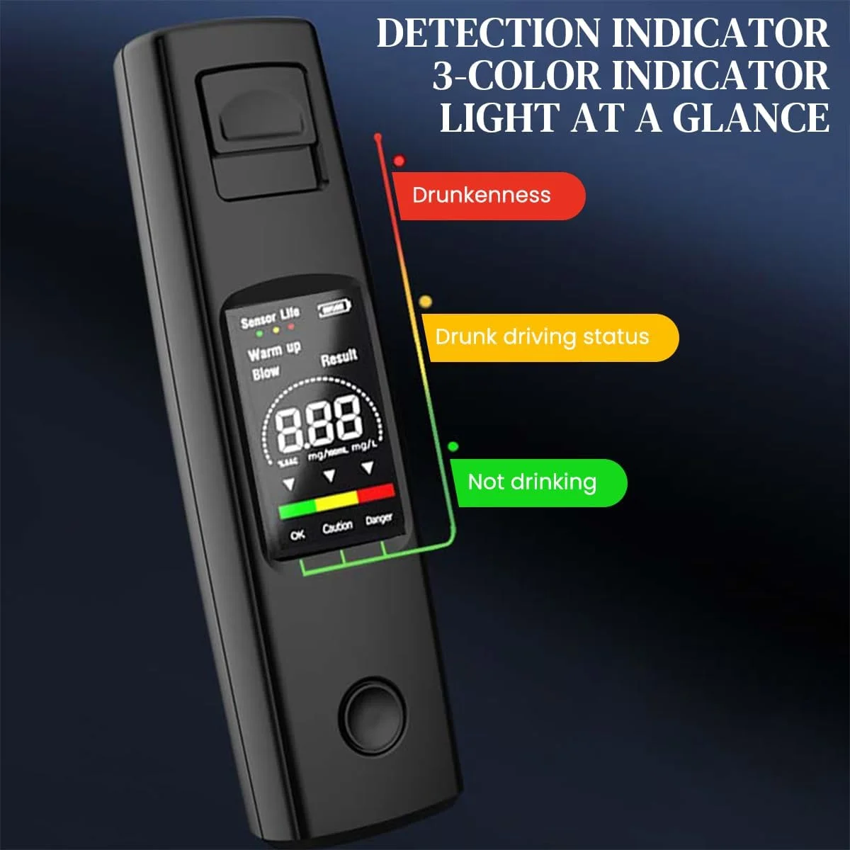 دستگاه تست الکل ELEPHANTBOAT®، تنفس سنج حرفه ای با دقت بالا، الکل سنج غیر تماسی با شارژ Type-C و قابل حمل