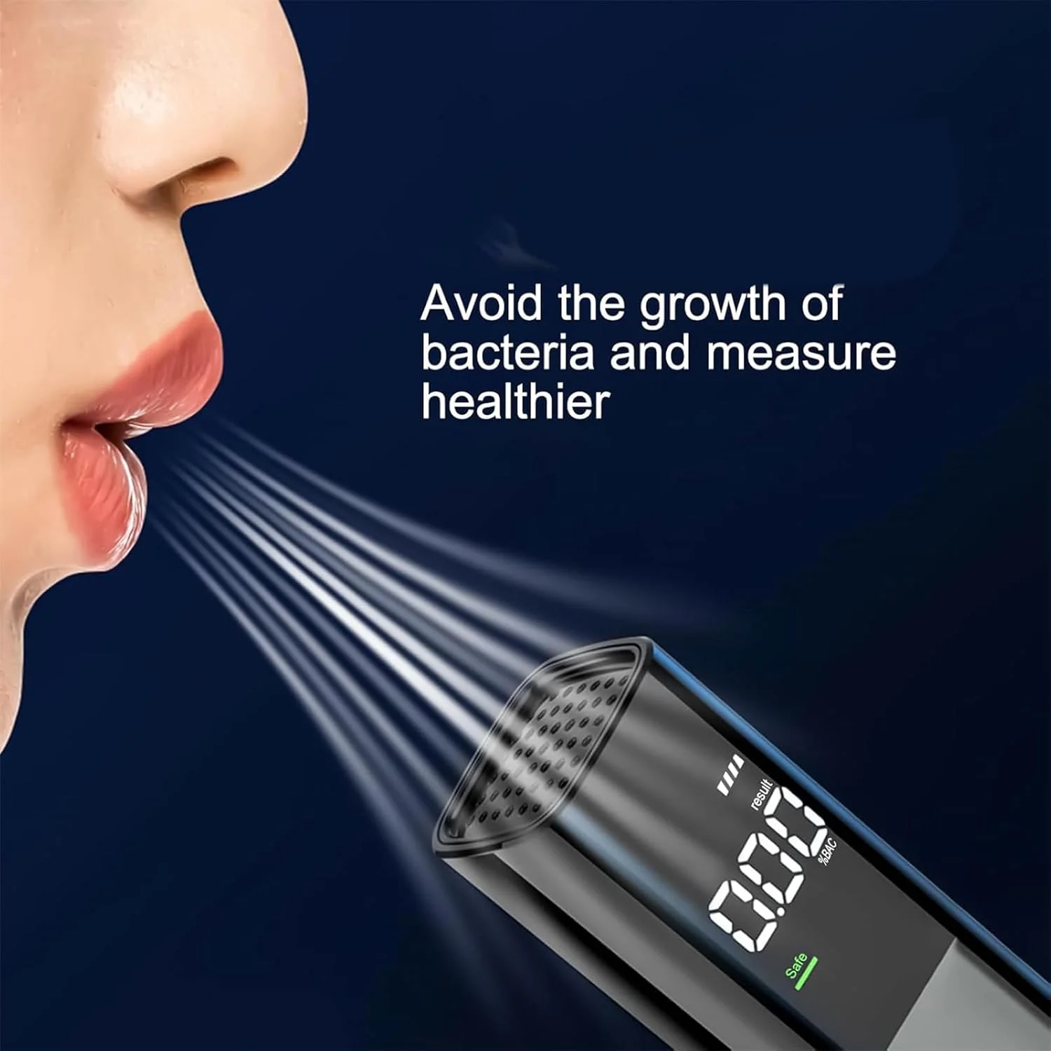 دستگاه دیجیتال تشخیص الکل، تنفس سنج الکل با دقت بالا با صفحه نمایش LCD، نمایشگر 3 رنگی و پاسخ سریع، خاموش شدن خودکار و بدون نیاز به تماس دهانی، برای مناسبت های مختلف