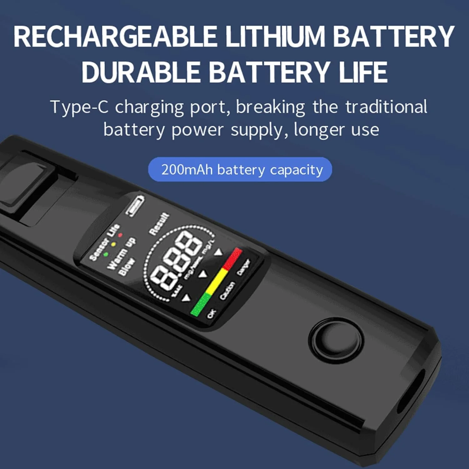 دستگاه تست الکل ELEPHANTBOAT®، تنفس سنج حرفه ای با دقت بالا، الکل سنج غیر تماسی با شارژ Type-C و قابل حمل