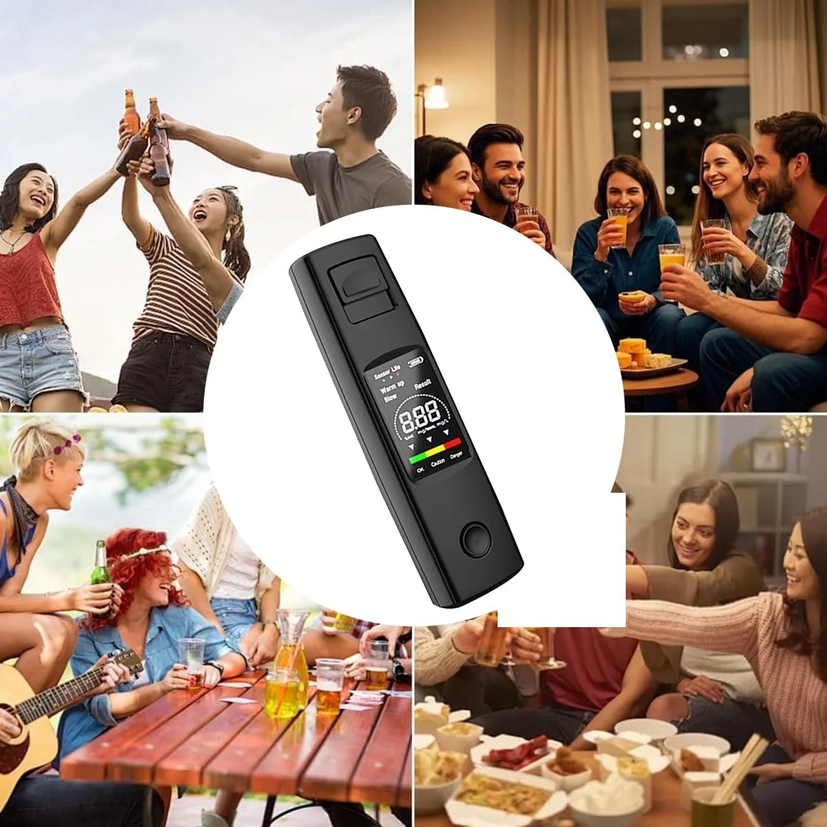 دستگاه تست الکل ELEPHANTBOAT®، تنفس سنج حرفه ای با دقت بالا، الکل سنج غیر تماسی با شارژ Type-C و قابل حمل