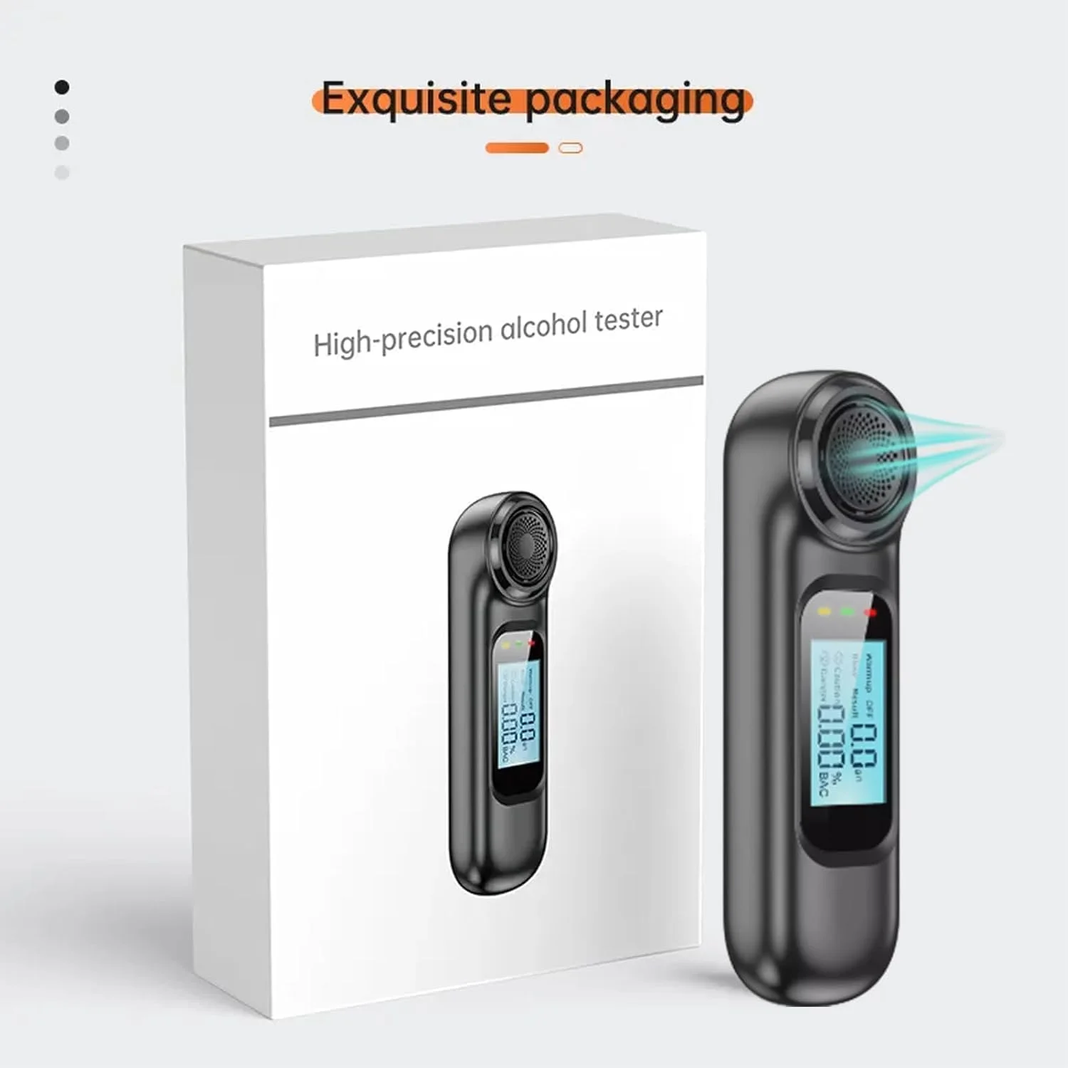 تست الکل قابل حمل LBOYLOVE®، تنفس سنج غیر تماسی، آشکارساز الکل تنفسی با دقت بالا، قابل شارژ USB با صفحه نمایش LCD دیجیتال، برای رانندگی ایمن پس از نوشیدن (مشکی)