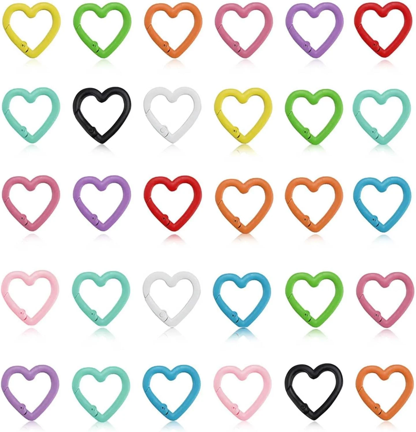 0XBIT 30 عدد کارابین مینیاتوری قلبی، کارابین مینیاتوری رنگارنگ، کارابین مینیاتوری کیف دستی، قفل جیبی مینیاتوری، برای زنجیر بند، کوله پشتی، صنایع دستی DIY