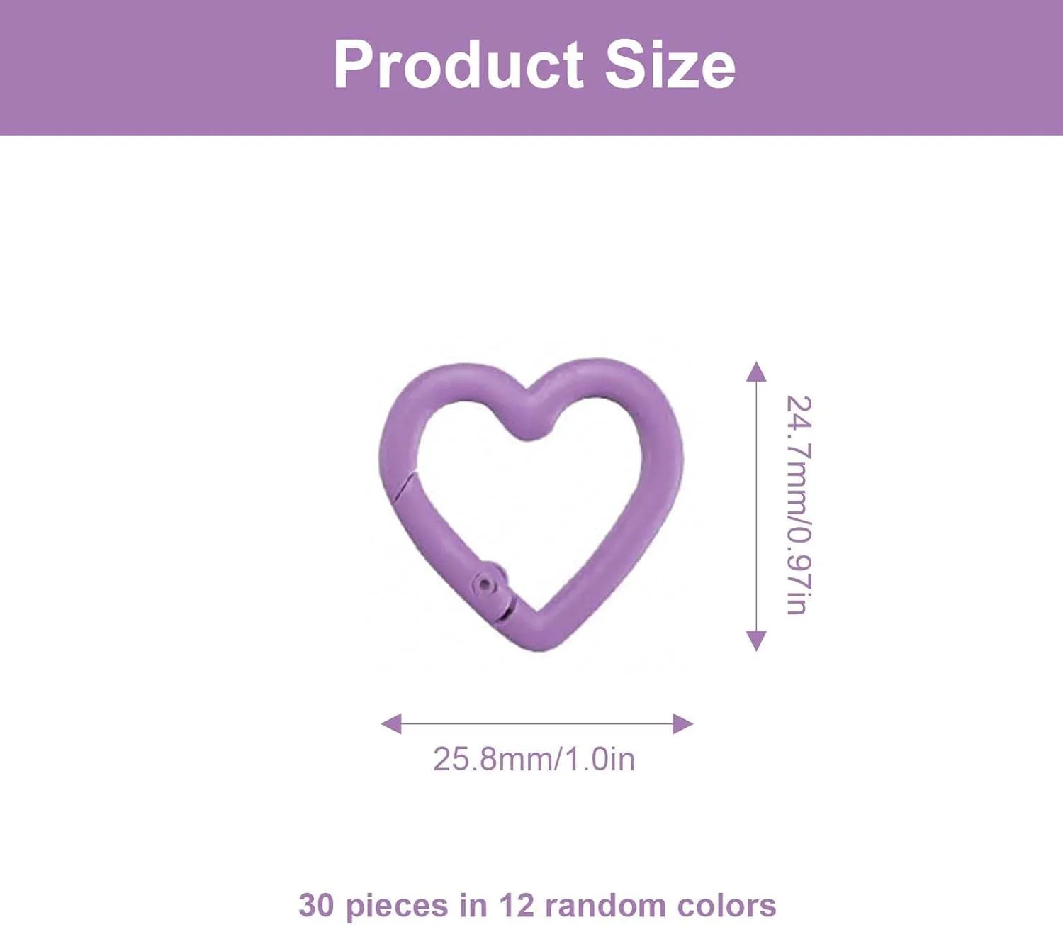 0XBIT 30 عدد کارابین مینیاتوری قلبی، کارابین مینیاتوری رنگارنگ، کارابین مینیاتوری کیف دستی، قفل جیبی مینیاتوری، برای زنجیر بند، کوله پشتی، صنایع دستی DIY