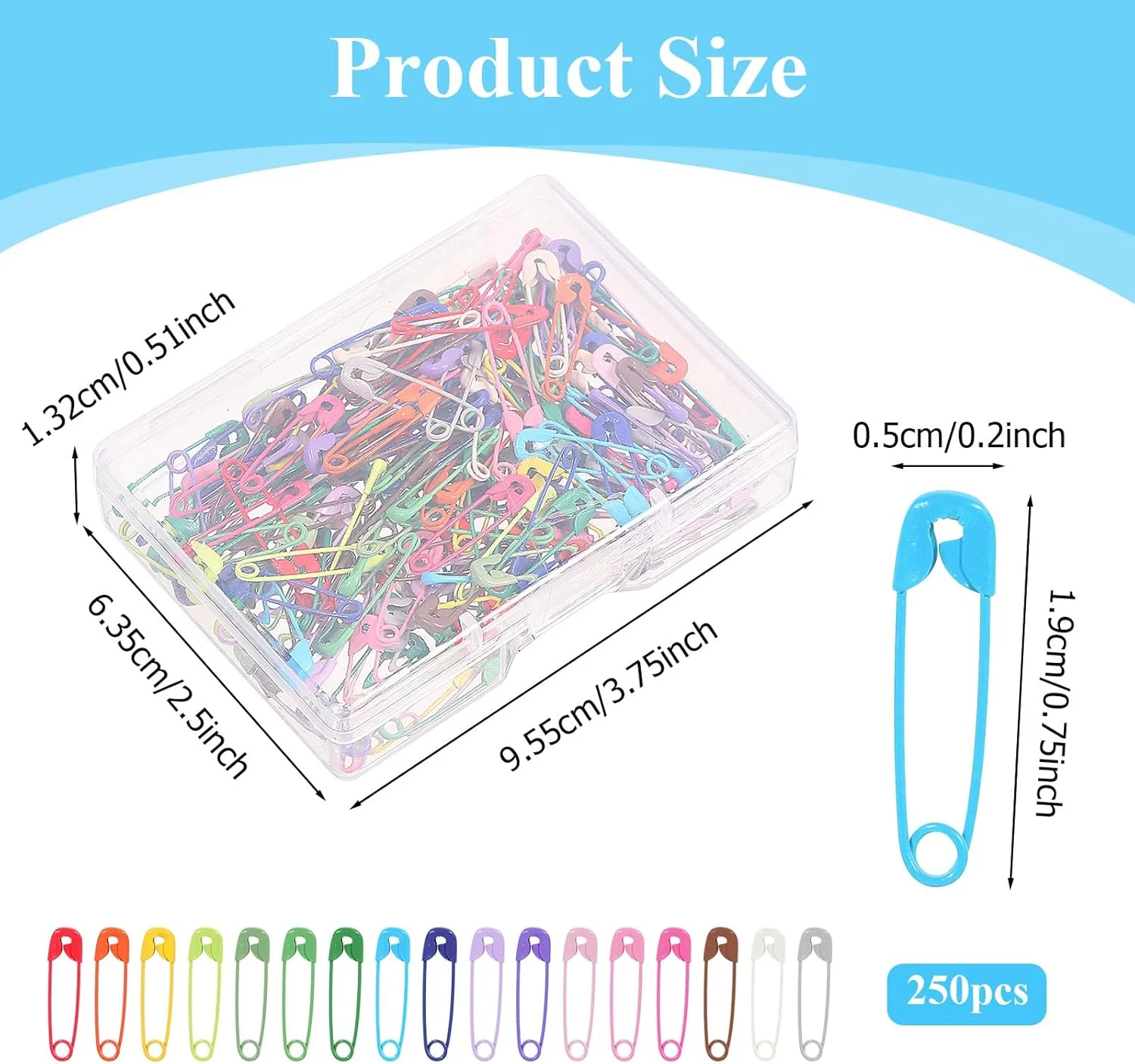 250 عدد سنجاق قفلی کوچک رنگی 19 میلی متری برای لباس، سنجاق قفلی های خیاطی کوچک رنگی فله ای برای هنر، صنایع دستی، خیاطی، جواهرسازی، ساخت DIY، تثبیت برچسب روسری، نشانگر بافندگی، لوازم جانبی لباس