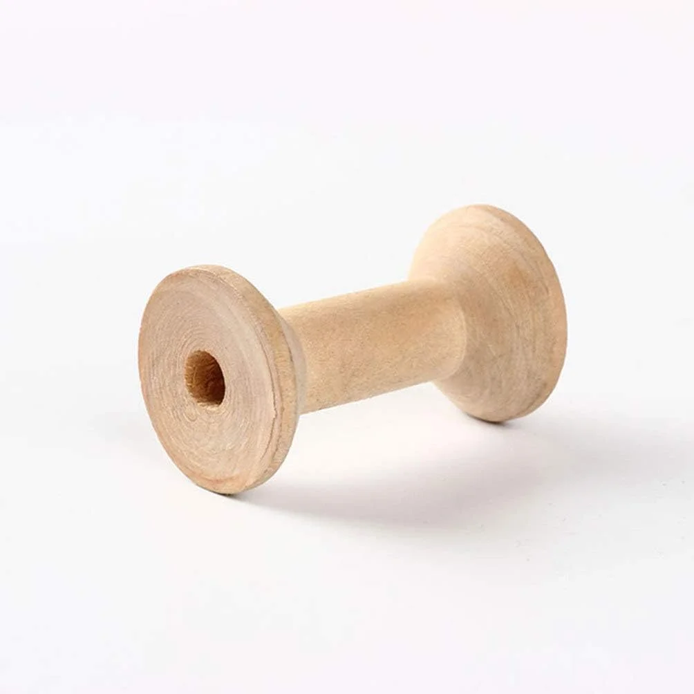 100 عدد ماسوره نخ چوبی خالی، قرقره های بافت سیم چوبی ناتمام برای صنایع دستی DIY و رول سیم