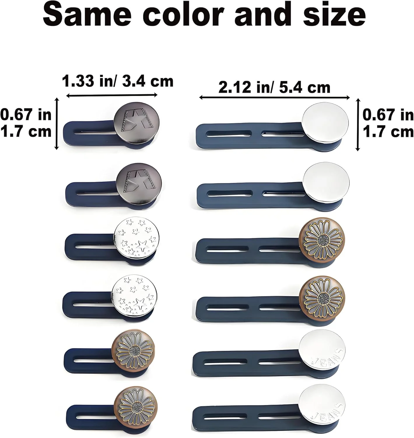 12 عدد افزایش دهنده دکمه با کیفیت برای شلوار جین - استفاده آسان، تنظیم کننده کمر شلوار - 1 تا 1.8 اینچ فضای اضافی برای راحتی اضافه می کند، همراه با جعبه
