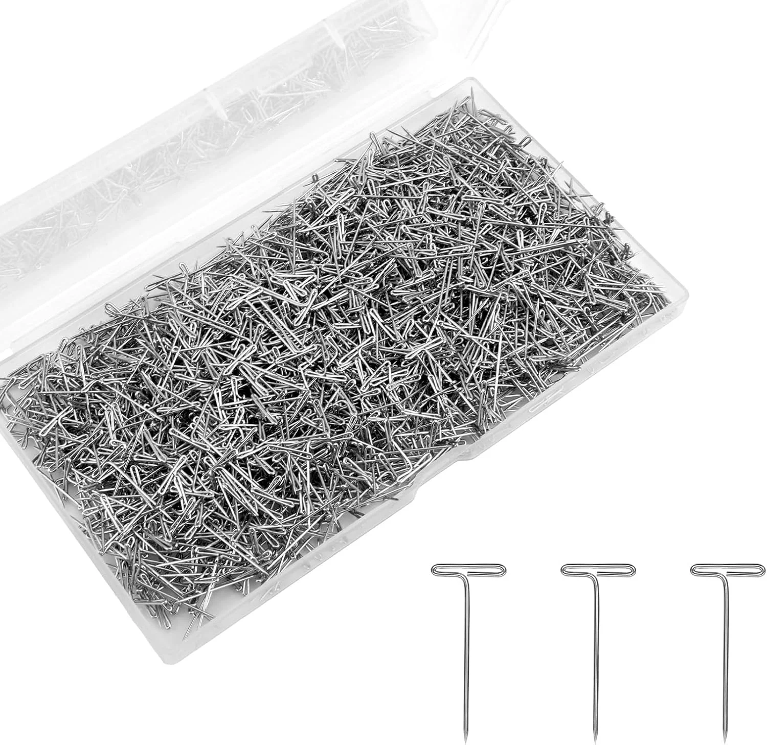 1500 عدد سوزن تی کلاه گیس، سوزن های تی فلزی 2.5 سانتی متری برای ساخت کلاه گیس جواهرات، آویزان کردن عکس، لوازم صنایع دستی DIY