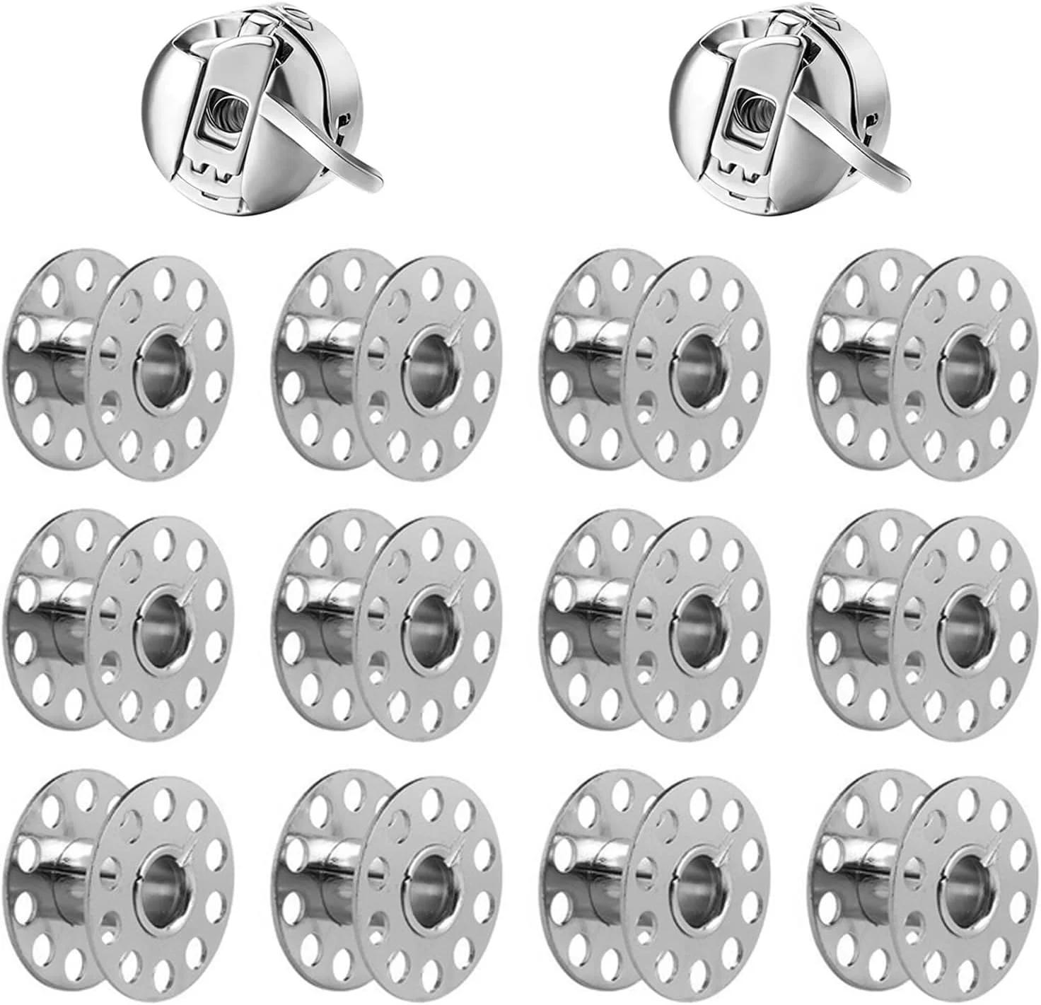 12 عدد ماسوره برای چرخ خیاطی، ماسوره، جعبه ماسوره، ماسوره چرخ خیاطی، 2 جعبه ماسوره و 10 ماسوره فلزی - مناسب برای اکثر چرخ خیاطی های خانگی