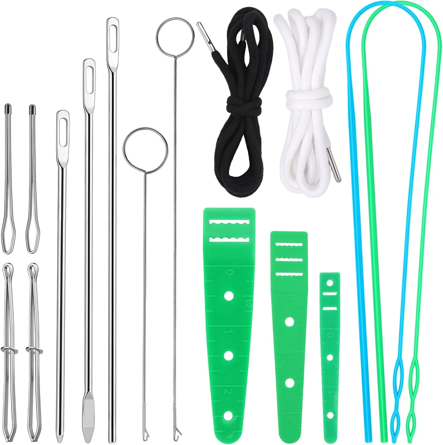 ست سوزن نخ‌کش 14 تکه، نخ‌کش با بند کشی، نخ‌کش نوار الاستیک، نخ‌کش نوار الاستیک، نخ‌کش با بند کشی، ابزار نخ‌کش طناب برای کمربند، لوازم خیاطی