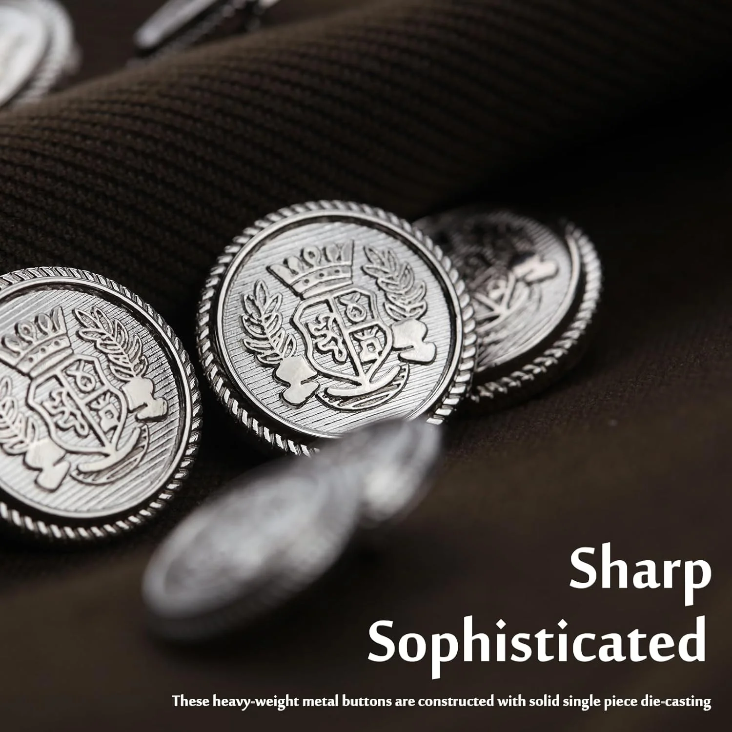 ست 14 عددی دکمه فلزی بلیزر - دکمه های نقره ای 18 و 23 میلی متری برای بلیزر، کت و شلوار، پالتو، کت یونیفرم