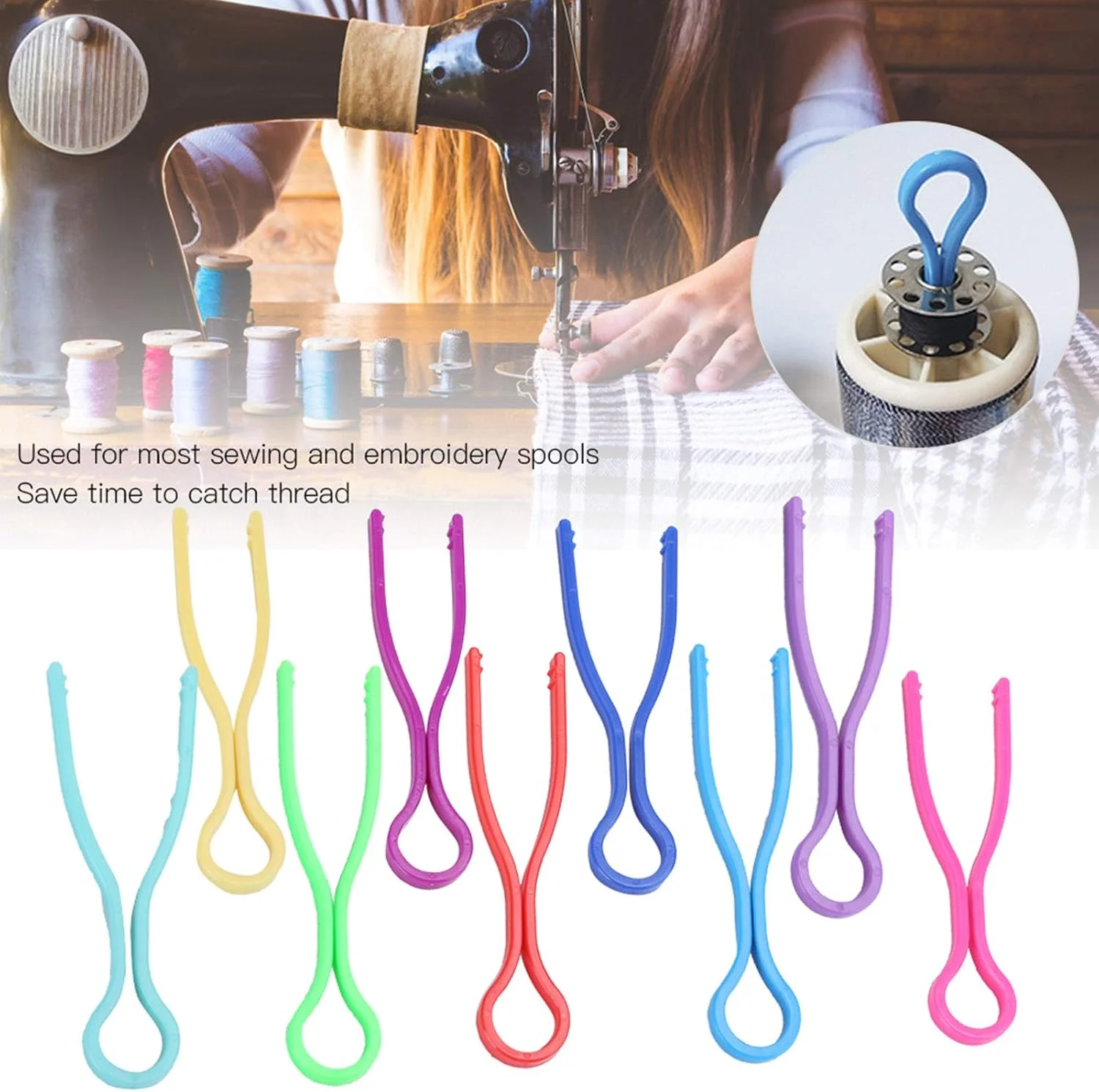 120 عدد گیره نخ قرقره، گیره پلاستیکی قرقره، لوازم گلدوزی برای اکثر قرقره های گلدوزی