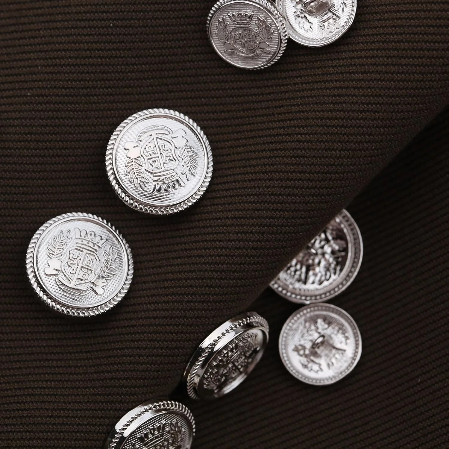 ست 14 عددی دکمه فلزی بلیزر - دکمه های نقره ای 18 و 23 میلی متری برای بلیزر، کت و شلوار، پالتو، کت یونیفرم