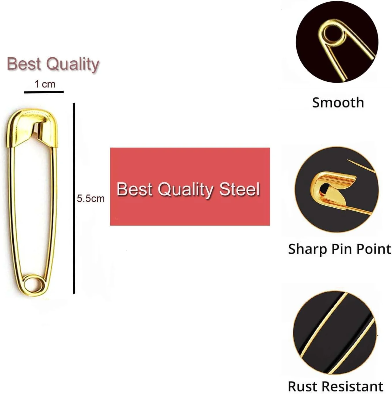 ست 24 عددی سنجاق قفلی | سنجاق قفلی 5.5 سانتی متری برای ساری و لباس زنانه (رنگ طلایی)