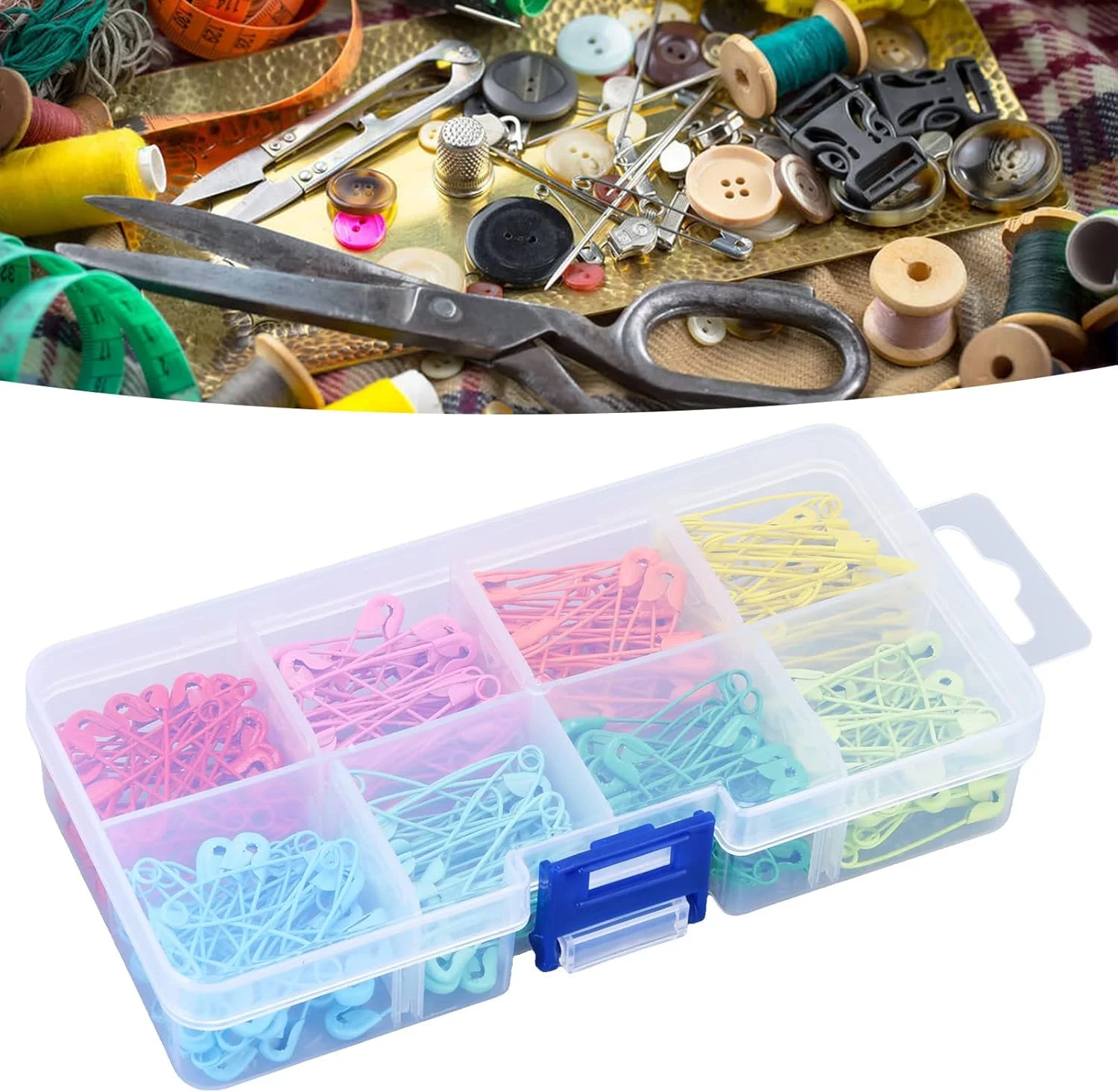 ۲۴۰ عدد سنجاق قفلی رنگی ۳۲ میلی متری استیل ضد زنگ، ابزار لحاف دوزی و خیاطی مینی DIY