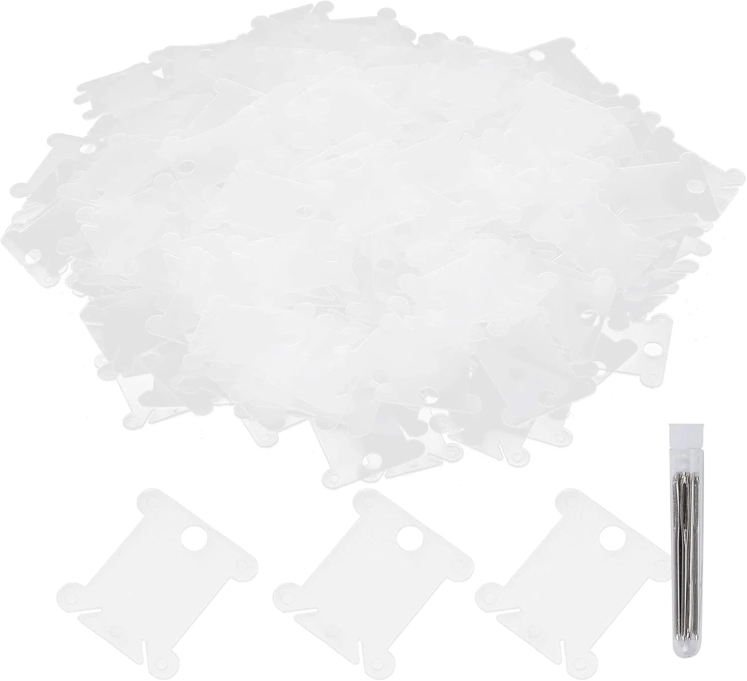 300 عدد ماسوره نخ دندان، ماسوره نخ دوزی شفاف، سازمان دهنده گلدوزی کوک متقاطع برای کاردستی خیاطی